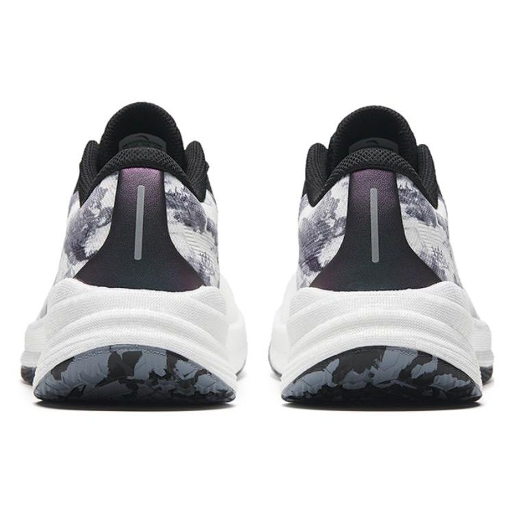 Anta Lace-Up Fabric Shock Absorbing Non-Slip Low-Top Running Shoes Men Sneaker Black White 112335585-5