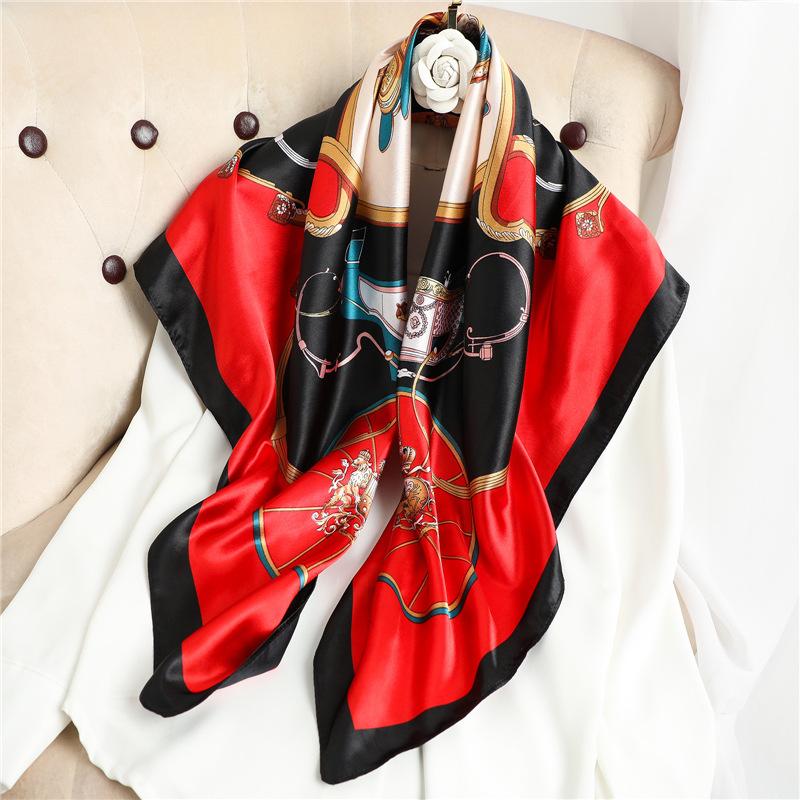 

90 * 90 см новый шелковый шарф женский весенне-летний декоративный шарф солнцезащитный дорожный платок осенне-зимний шарф тонкий выпуск 90*90cm