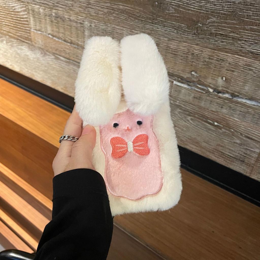 Bow Rabbit for Apple 14promax Mobile Phone Case iPhone13 Fluffy 12 Cute 11/8plus