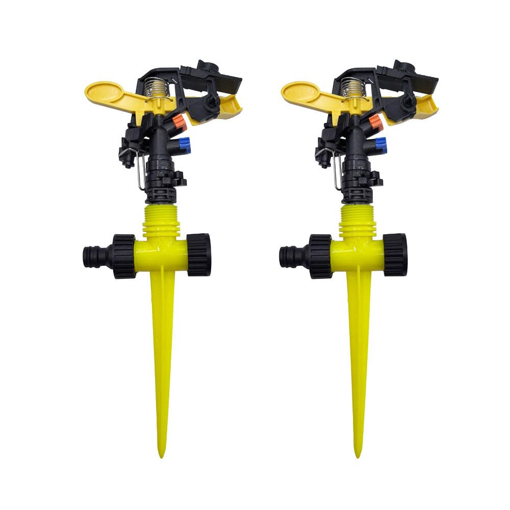 Adjustable Spiked Rocker Impact Sprinkler Garden Agriculture Watering Nozzle Lawn Irrigation Watering 360 Degrees Rotary Jet