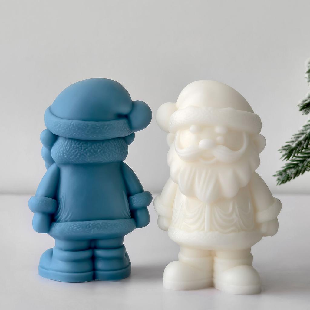Christmas Candle Mold DIY Santa Claus Plaster Resin Silicone Mould Bearded Old Man Christmas Candle Making Supplies