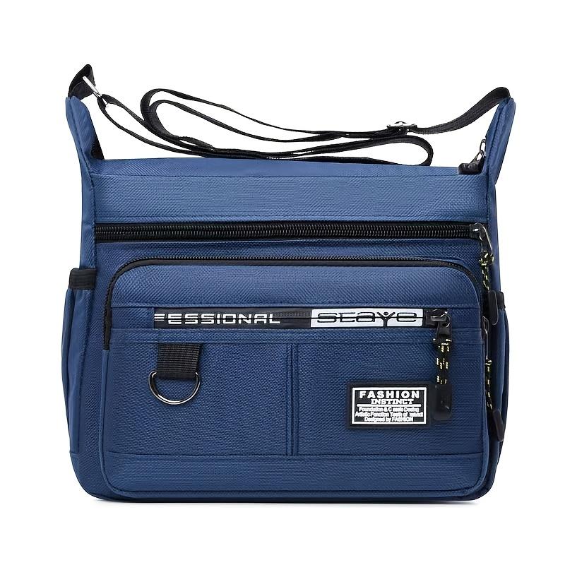 

Чоловіча нейлонова багатошарова нагрудна сумка великої місткості - багатосекційний дизайн, спортивна сумка через плече з бічною кишенею, для подорожей та активного відпочинку синій