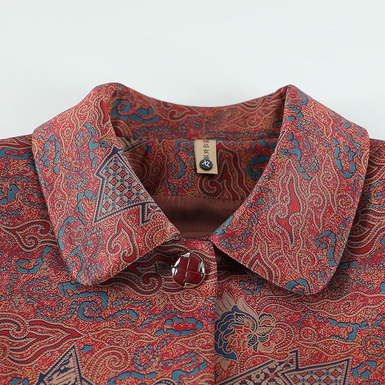 Spring Printed Women's Top - Mid to Elderly Loose Cover-up Jacket