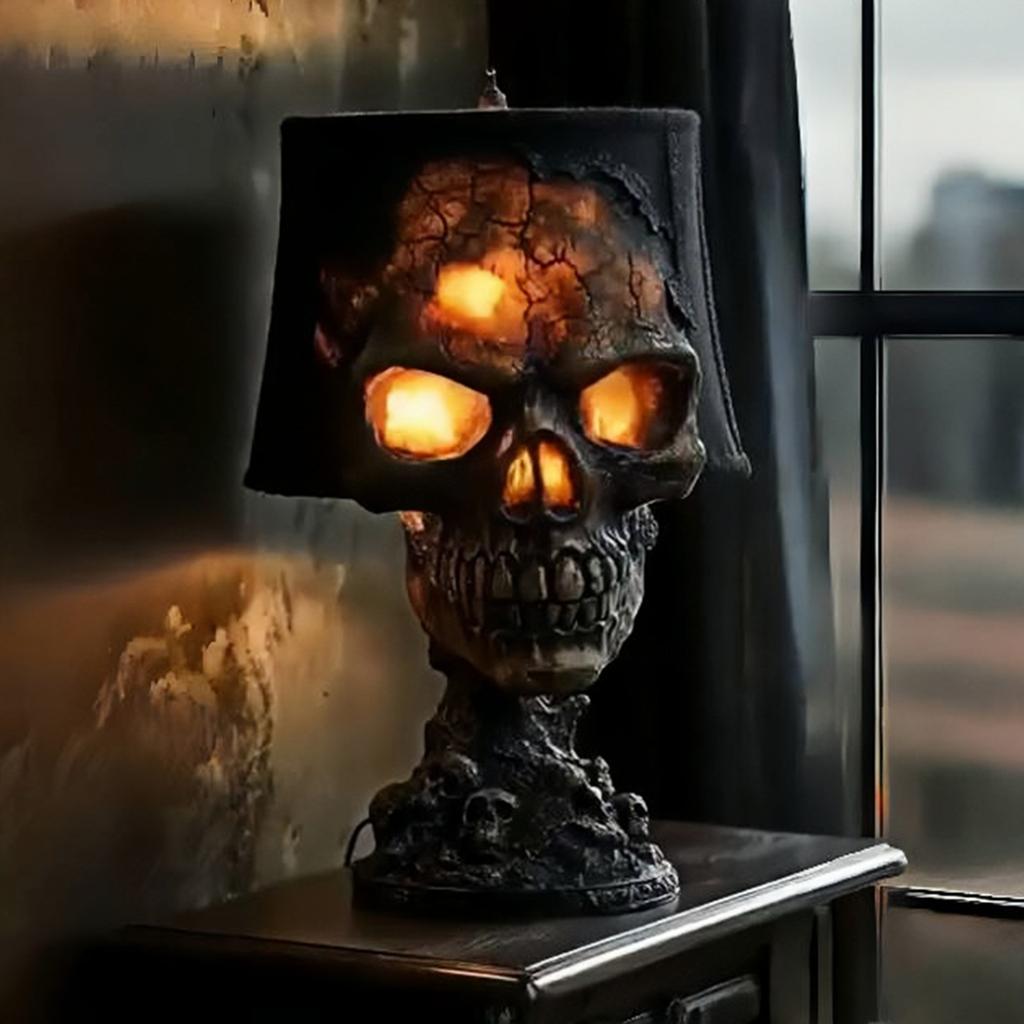 Skeleton Head Table Lamp with Cable Weather Resistant Halloween Skull Light Decoration For Garden Outdoor Decoration