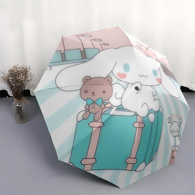 1pc Welcome to You Cinnamoroll Automatic 3-Fold Umbrella Design, Cute Cartoon Pattern, Portable Outdoor Umbrella, Perfect, Holiday Gift for fans.S097