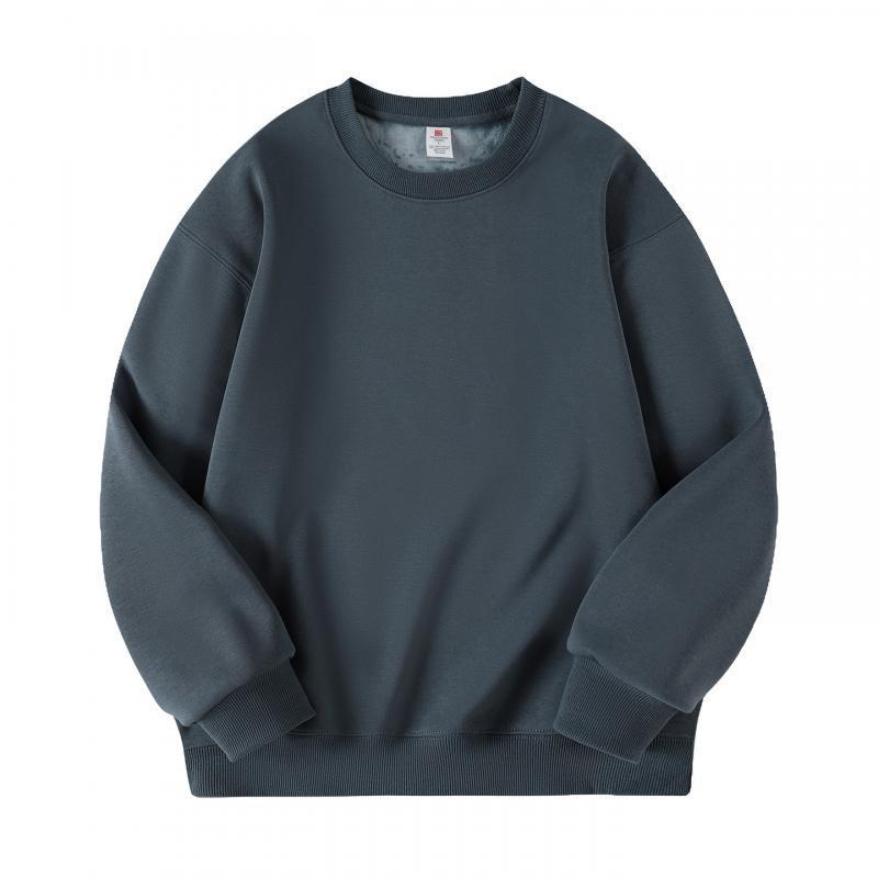 Men's Versatile Round Neck Plus Velvet Hoodie - Autumn/Winter Collection