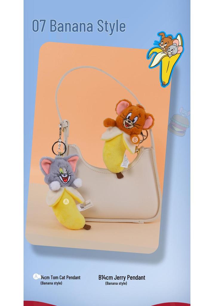 Tom & Jerry Bananenpuppe Plüschanhänger - Kater Tom Anhänger Rucksackzubehör