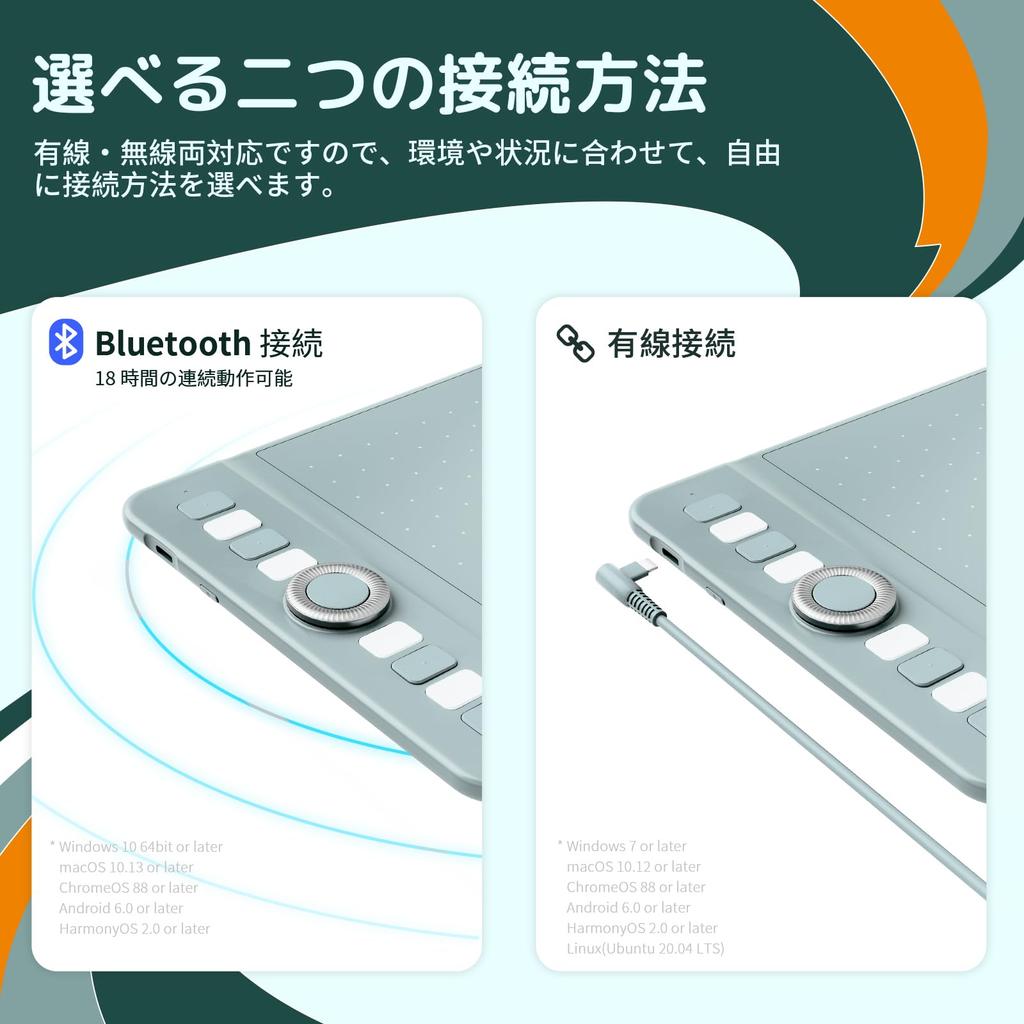 GAOMON WH851 8x5 Inch Pen Tablet with Levels of Pressure Wired and Wireless Tilt Bluetooth Connection Chrome and Android Compatible with Green 16,384