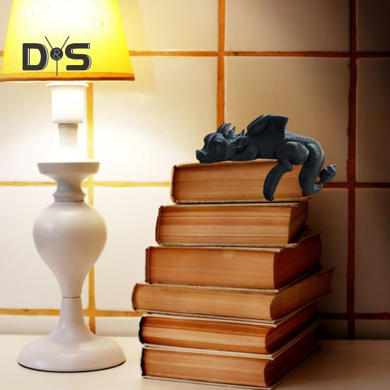 Sleeping Dragon Bookshelf Decor 3D Printed Dragon Figurine Book Nook Sleeping Dragon Shelf Decoration for Book Lovers And Fantasy Enthusiasts