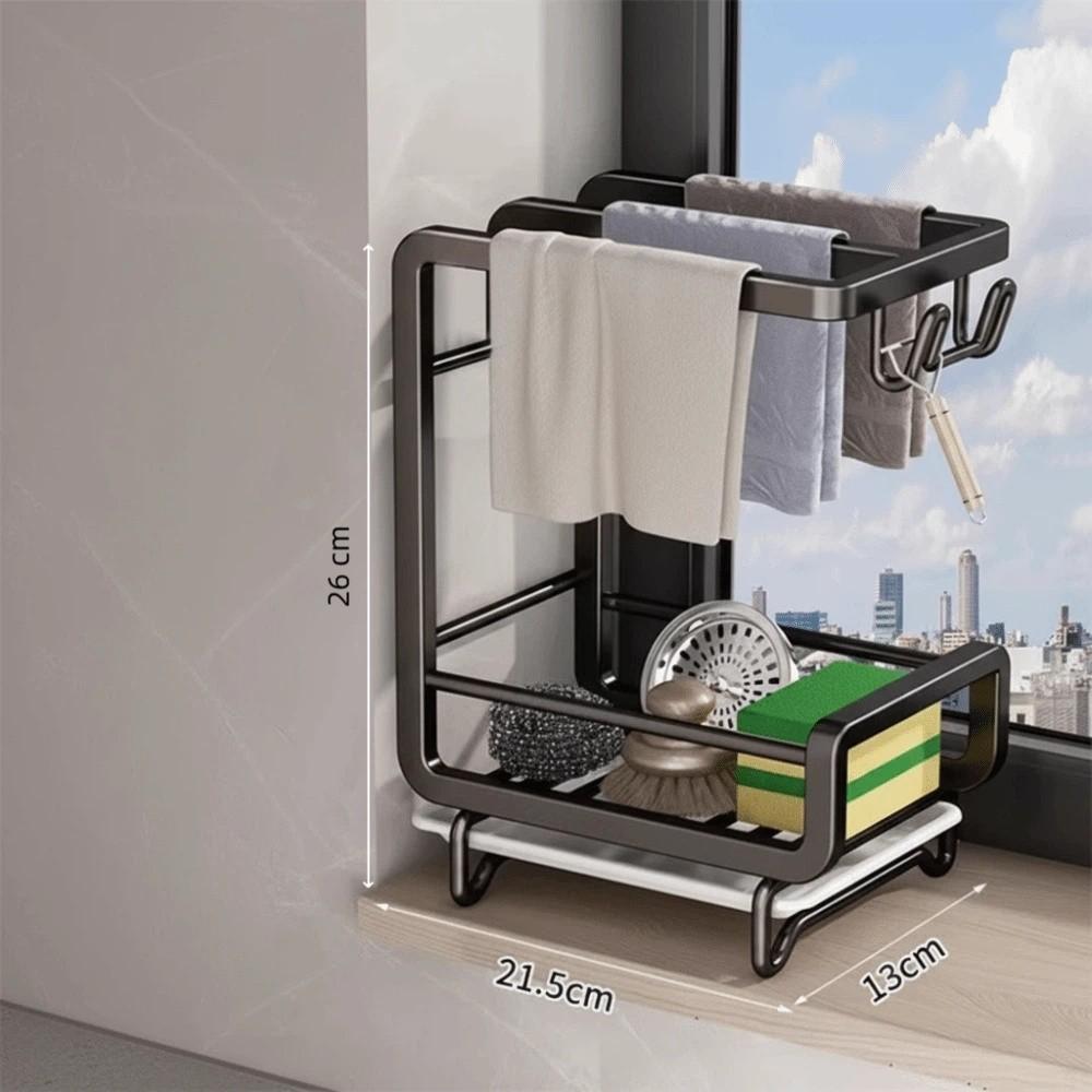 Household Wall-mounted Dishcloth Rack Countertop 2 Layers Kitchen Storage Rack Space Saving Organize Shelf Kitchen