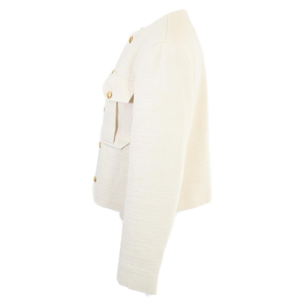 Celine Excellent Condition, Domestically Authorized 2V57M410T Cropped Officer Jacket 36 IvoryUsed