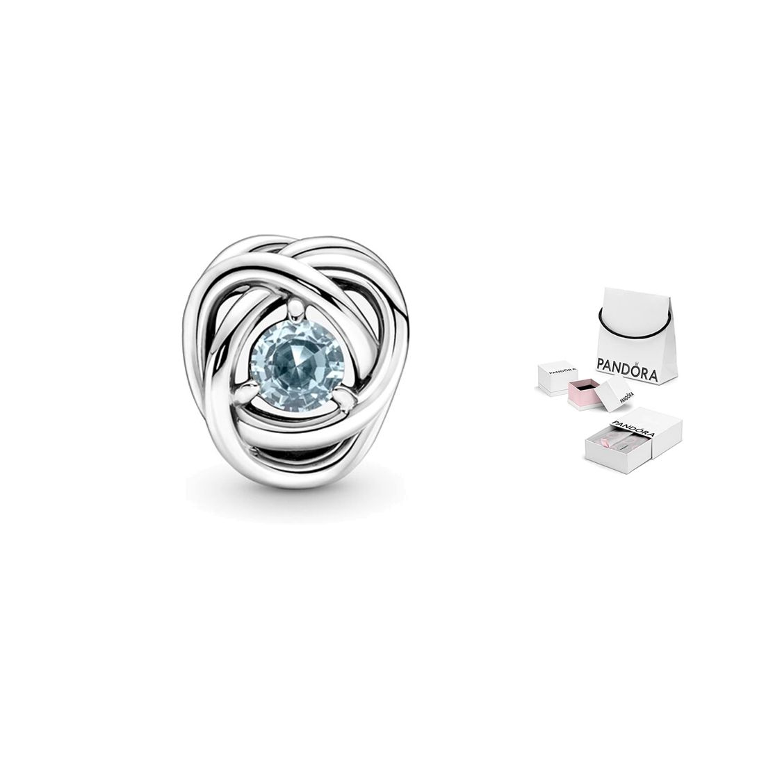 Pandora Moments Fashion Versatile Simple Eternal Loop 925 Silver Glass Charm Women Charm 790065C09 Box