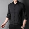 Men's Vertical Stripe Long Sleeve Shirt - Turn-Down Collar, Slim Fit, Iron-Free, Versatile Business Top for All Ages
