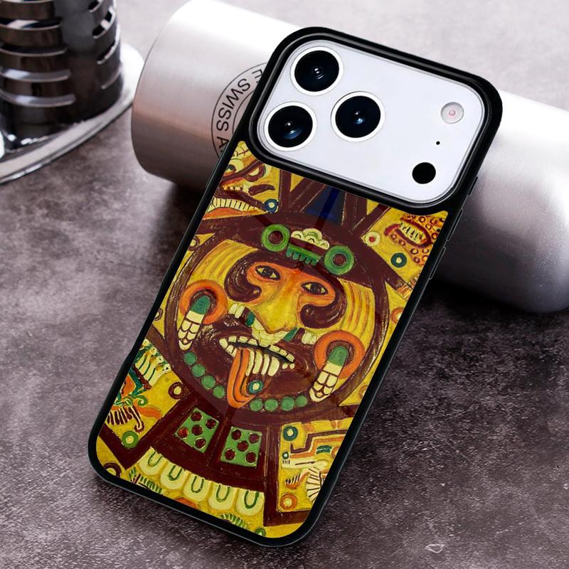 Mayan Calendar Wood Pattern Phone Case for iPhone 17 16 15 Pro Max Air 14 13 12 11 Plus Shockproof Capa Cover