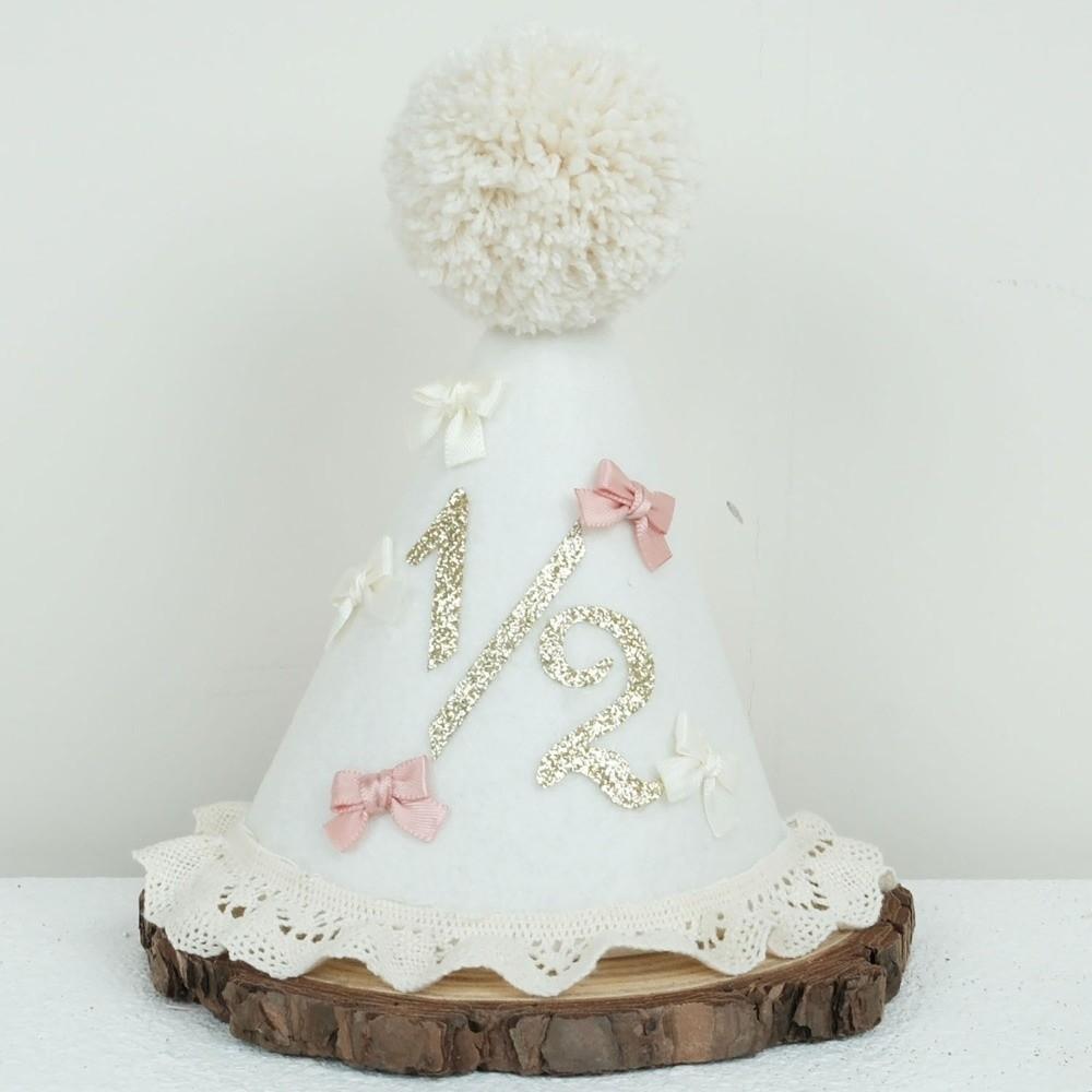 Sweet Bow Birthday Hat Handcrafted Pom Pom Lace Ruffle Hat Birthday Decoration