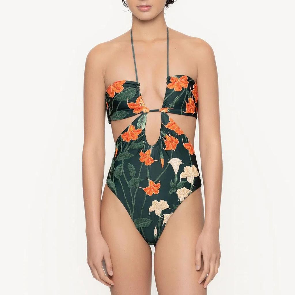 Women 1 Piece Swimwear+1 Piece Cover UP Two Piece Vintage Print Swimsuit Monokini Bikini 2 Piece Swimsuits