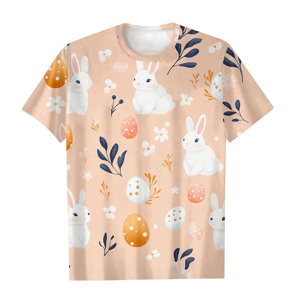 Children's Fashion Casual Short Sleeve Easter Printed Round Neck Fashion T-shirt Top