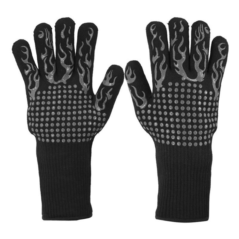 BBQ Gloves High Temperature Resistance Oven Mitts 800 Degrees Fireproof Barbecue Heat Insulation Microwave Oven Gloves
