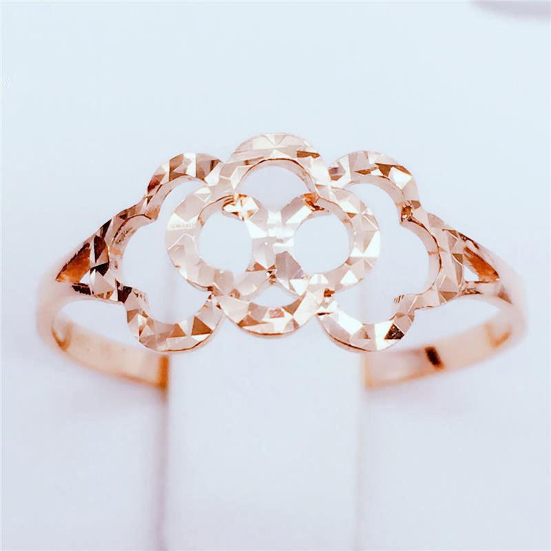 Purple Gold Ring Female Hollowed-Out Personalized Rose Gold-Plated Peach Blossom Ring Adjustable
