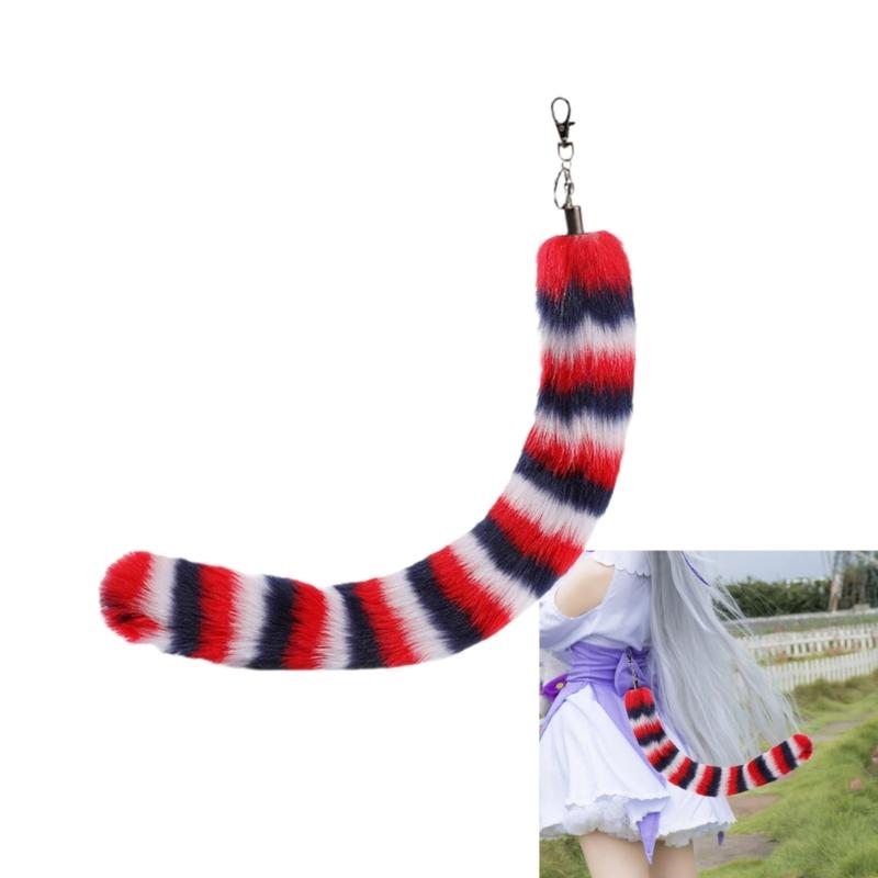 Long Animal Tail Keychain Plush Tail Charm Key Holder Keyring Pendant Decorations Purse Bag Charm for Handbag Backpacks