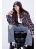 Women's Retro Pink Plaid Long-Sleeve Shirt - Trendy Autumn/Winter Design