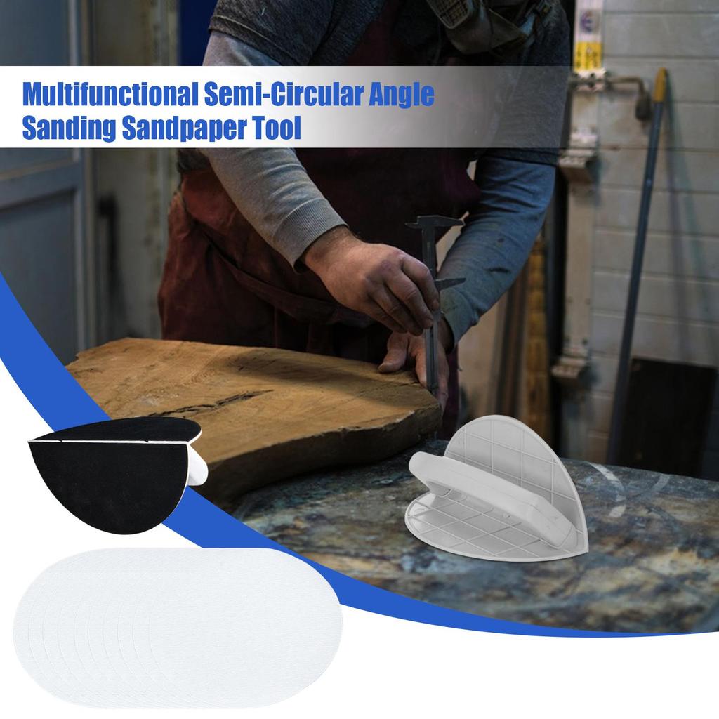 Semi-Circular Angle Sanding Sandpaper Tool Corner Sanding Tool Self-Adhesive Sandpaper Polishing Semi-Circular Sanding Tools