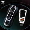 For Porsche Cayenne Coupe Panamera Taycan 911 971 9Ya Macan Boxste Carbon Fiber Car Key Fob Case Cover Keyless Chain Ring Holder