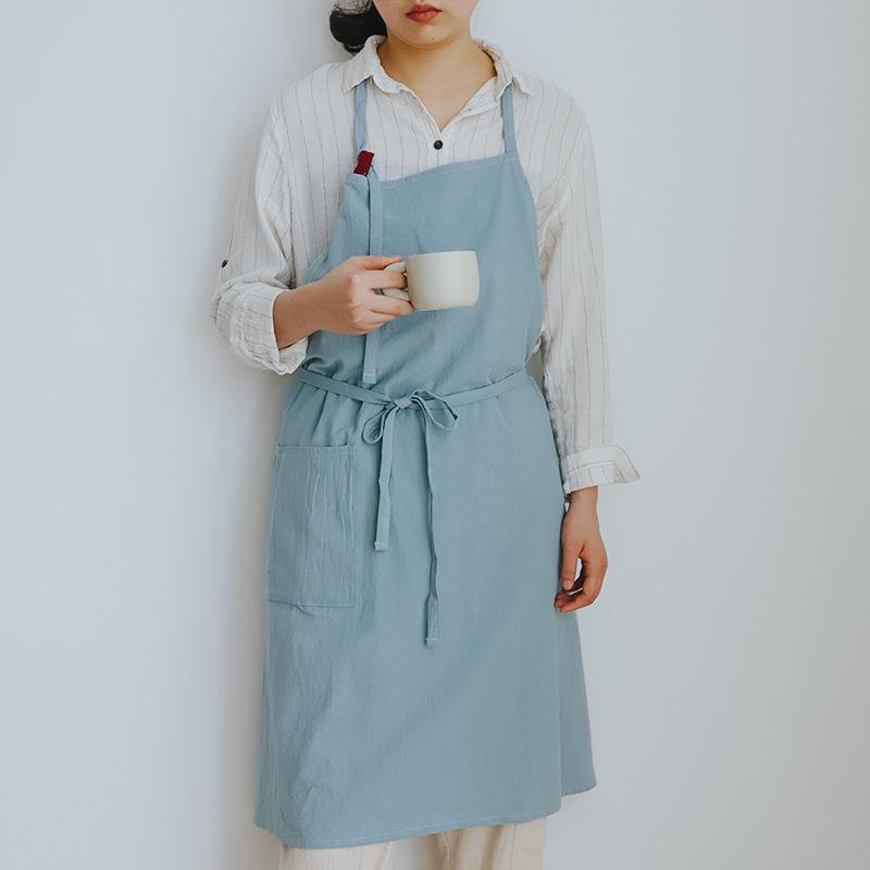 Hot-selling Cotton and Linen Apron Thin Breathable Large Size Sleeveless Solid Color Home Kitchen Overalls