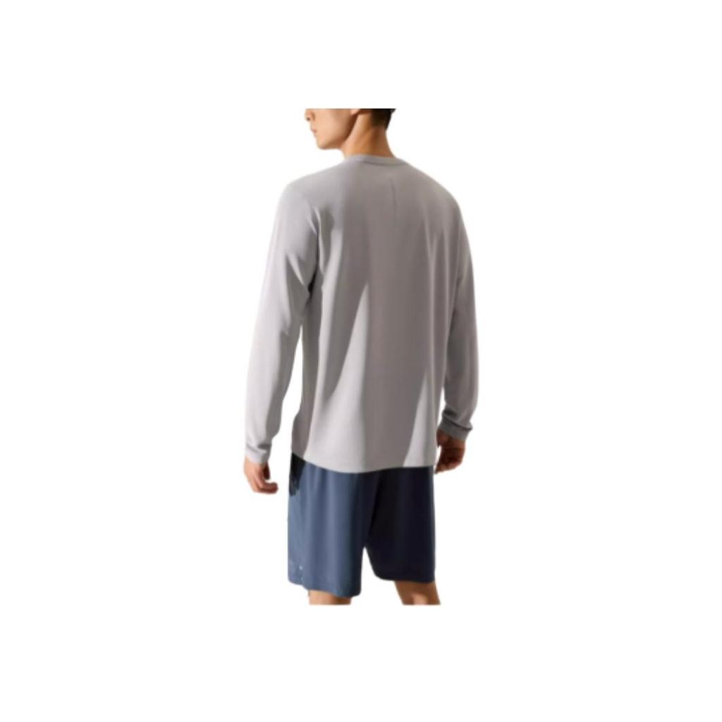 Anta Running Series Solid Color Crew Neck Long Sleeve T-Shirt Men Tops Pigeon-Gray 952435405-3