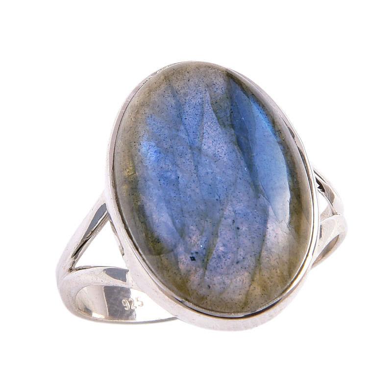 Natural Labradorite Gemstone 925 Solid Sterling Silver Jewelry Ring Size 10 c9D97