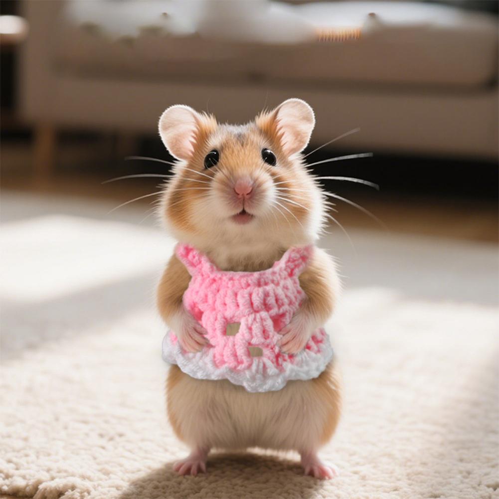 All Seasons Little Pet Golden Hamster Clothes Mini Woolen Knitted Skirt Mouse Costume Small Pet Vest Photography Clothing