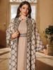 Conjunto Cardigan Robe Bordado Feminino - Vestido Estilo Muçulmano Dubai