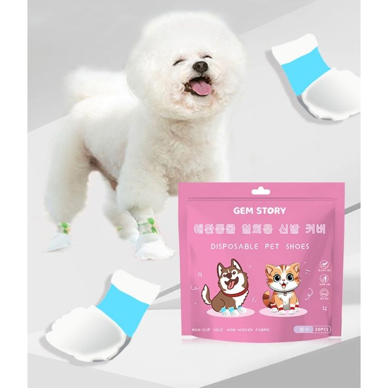 40Pcs Dog Socks Feet Cover Protective Dogs Shoes Booties with Adjustable Sticker Dogs Feet Cover Paws Socks