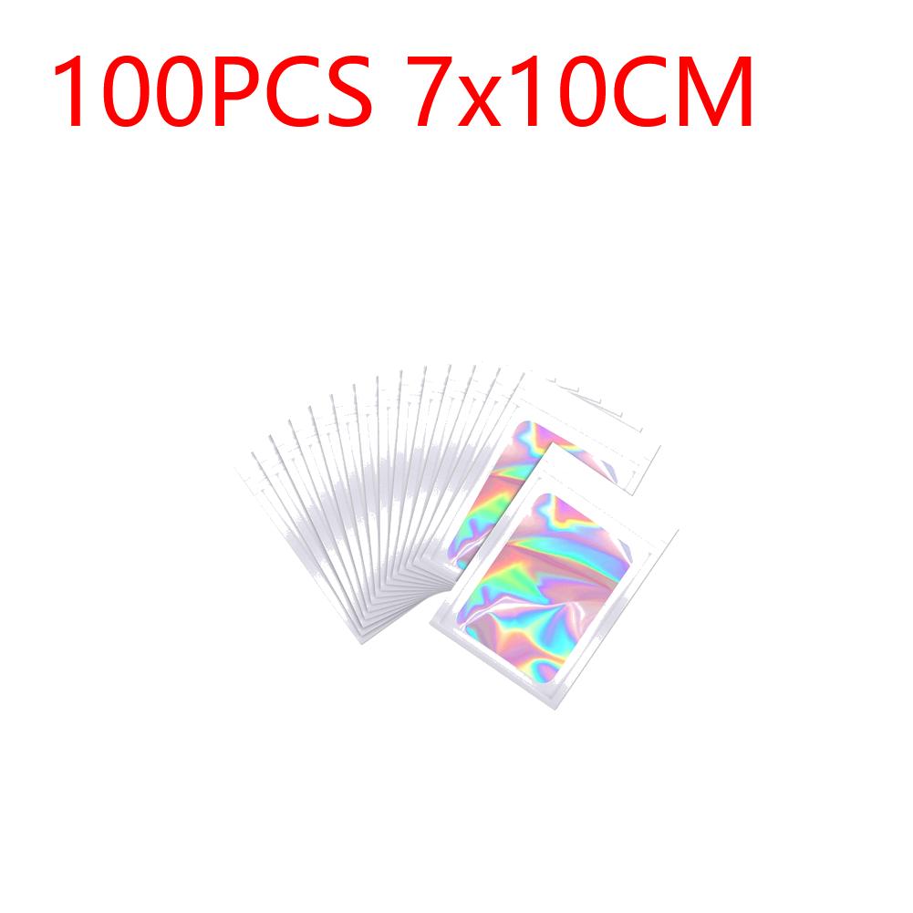 100pcs Smell Proof Mylar Bags Resealable Odor Proof Bags Holographic Packaging Pouch Bag Food Jewelry Laser Zip Lock Bag