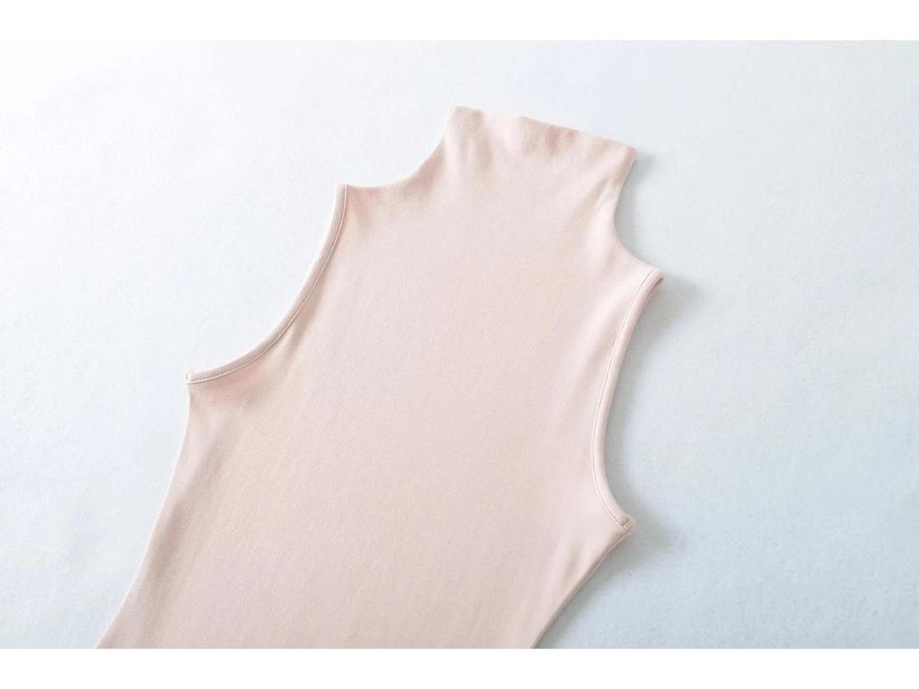 2025 Women's European & American Style High Neck Sleeveless Tank Dress - Sexy, Hip-Hugging Fit