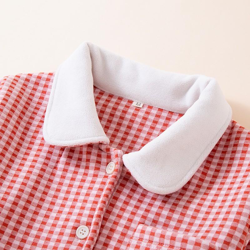 Womens Thermal Fleece Pajama Set Long Sleeve Plaid Lounge Wear Winter Home Outfit Soft Cozy Sleepwear