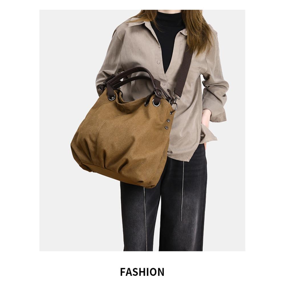 Damen Vintage Cargotasche, Umhängetasche, Canvas-Tasche, Strapazierfähige Tragetasche