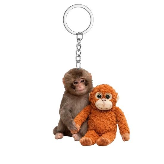 Klíčenka s přívěskem Plácni opici Oboustranný akrylový opičák držící hračku Klíčenka Batoh Kabelka Doplňky