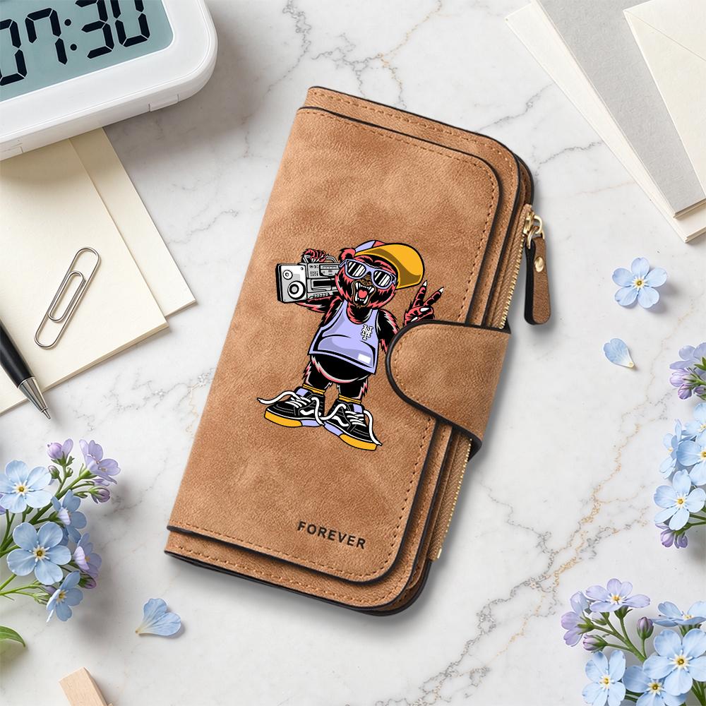 Trendy Bear Print Long Wallet Casual Multi Slot Card Holder Daily Carry Fashion Purse