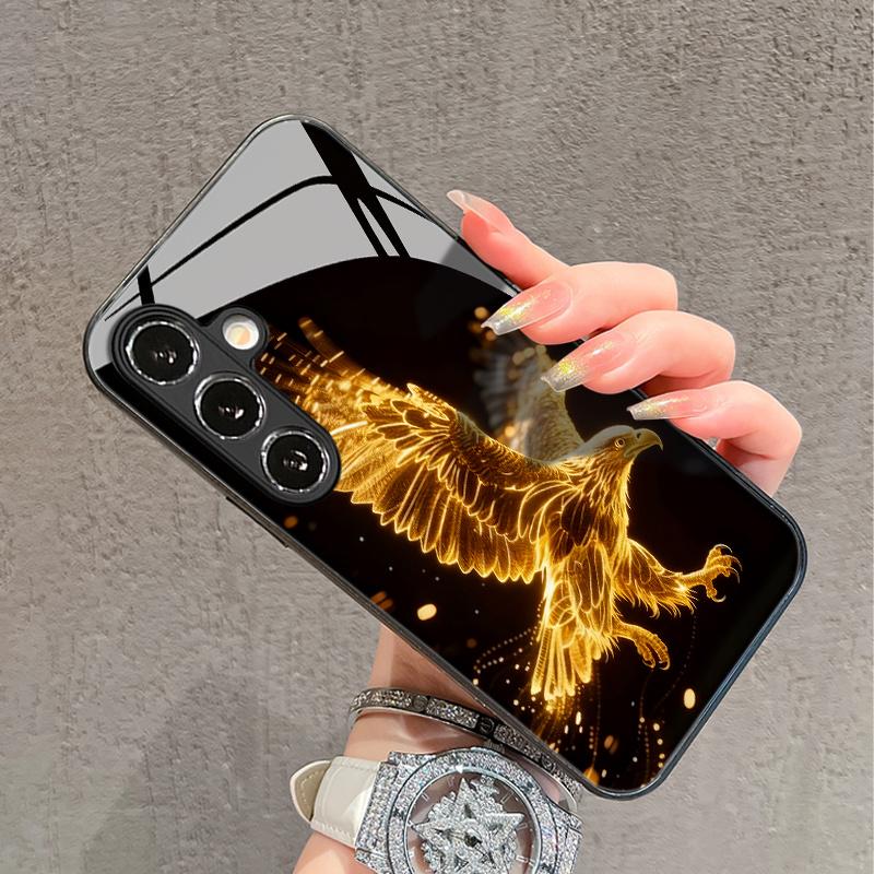 Trendy Aurora Golden Line Eagle Pattern Phone Case for S22 Ultra S23 S23 Ultra S24 S24 FE S24 Ultra S25 S25 Ultra S25 Plus