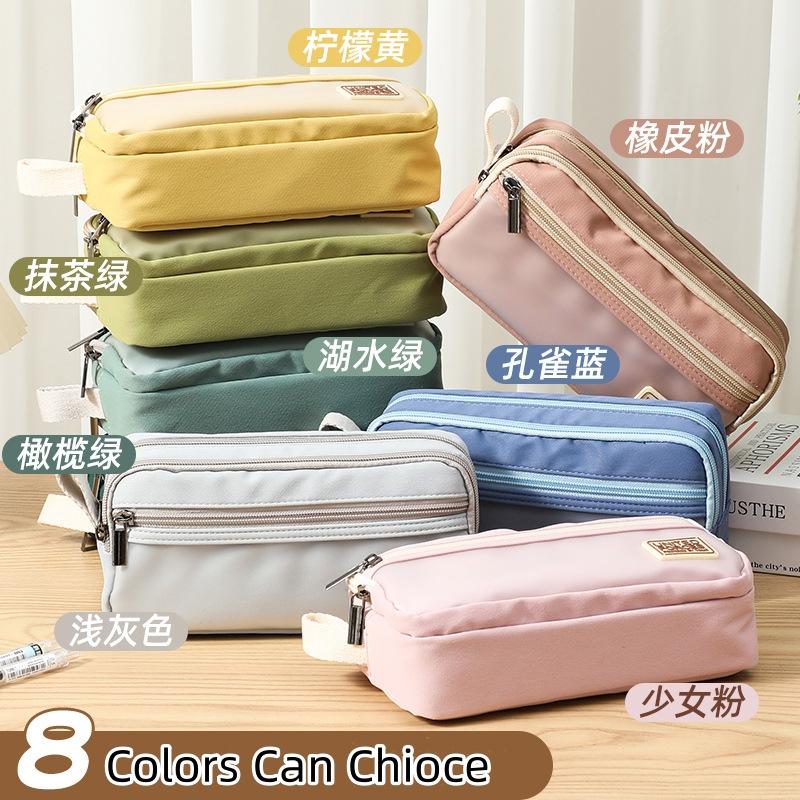 Pencil Case Large Capacity Pencil Pouch 3 Layers Zipper Pen Bag Office Stationery Organizer Simple Sturdy Transparent Pencil Bag