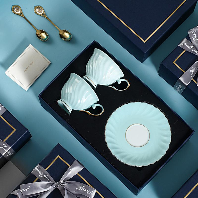 Light Luxury Bone China Coffee Cups And Saucers, High-End Exquisite Household Afternoon Tea Set, Cup Couple Cup Gift Box.