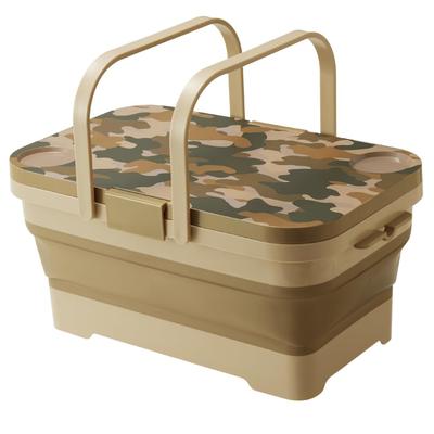 ISETO Picknickkorb Mirago Khaki 15L Breite x Tiefe x Höhe Breite x Tiefe x Höhe Hitzebeständig bis Ablassstopfen Getränkehalter Katastrophenvorsorge