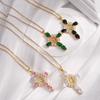 Gilded Crystal Crucifix Necklace Retro European Style Crucifix Pendant Chain  Men