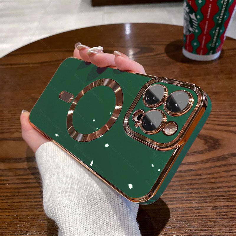 Luxury Plating For Magsafe Magnetic Case For Apple iPhone 15 14 13 12 11 Pro Max 14 15 Plus Wireless Charging Cover Accessories