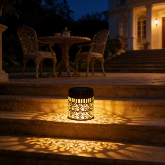 Outdoor Floral Solar Light Metal Solar Powered Deck Step Wall Light Waterproof Fence Light for Garden Patio Backyard Decoration