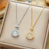 Titanium Steel Micro-Set Cat's Eye Moon Pendant Necklace Luxury Elegant Necklace Jewelry