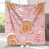 1pc Red Pink Christmas Blanket Candy Gingerbread Man Printed Skin-Friendly Soft Blanket  New for Home Christmas Decoration
