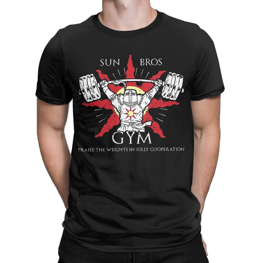 Sun Bros Gym 100 Cotton TShirt For Man Summer Funny TShirts Crew Neck Harajuku Tees Oversized Loose Clothing