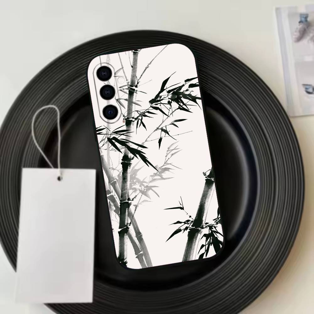 Chinese l-landscape Phone Case Black Silicone Soft For Samsung Galaxy A73,A72,A71,A70,A53,A52,A51